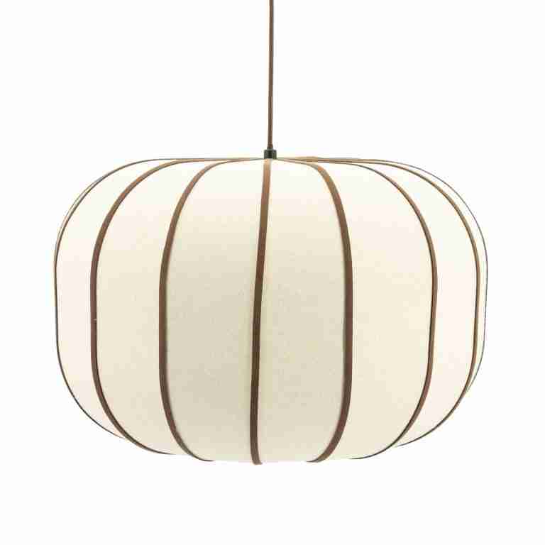 By-Boo Hanglamp Cocoon Linnen en leder, 50cm - Bruin