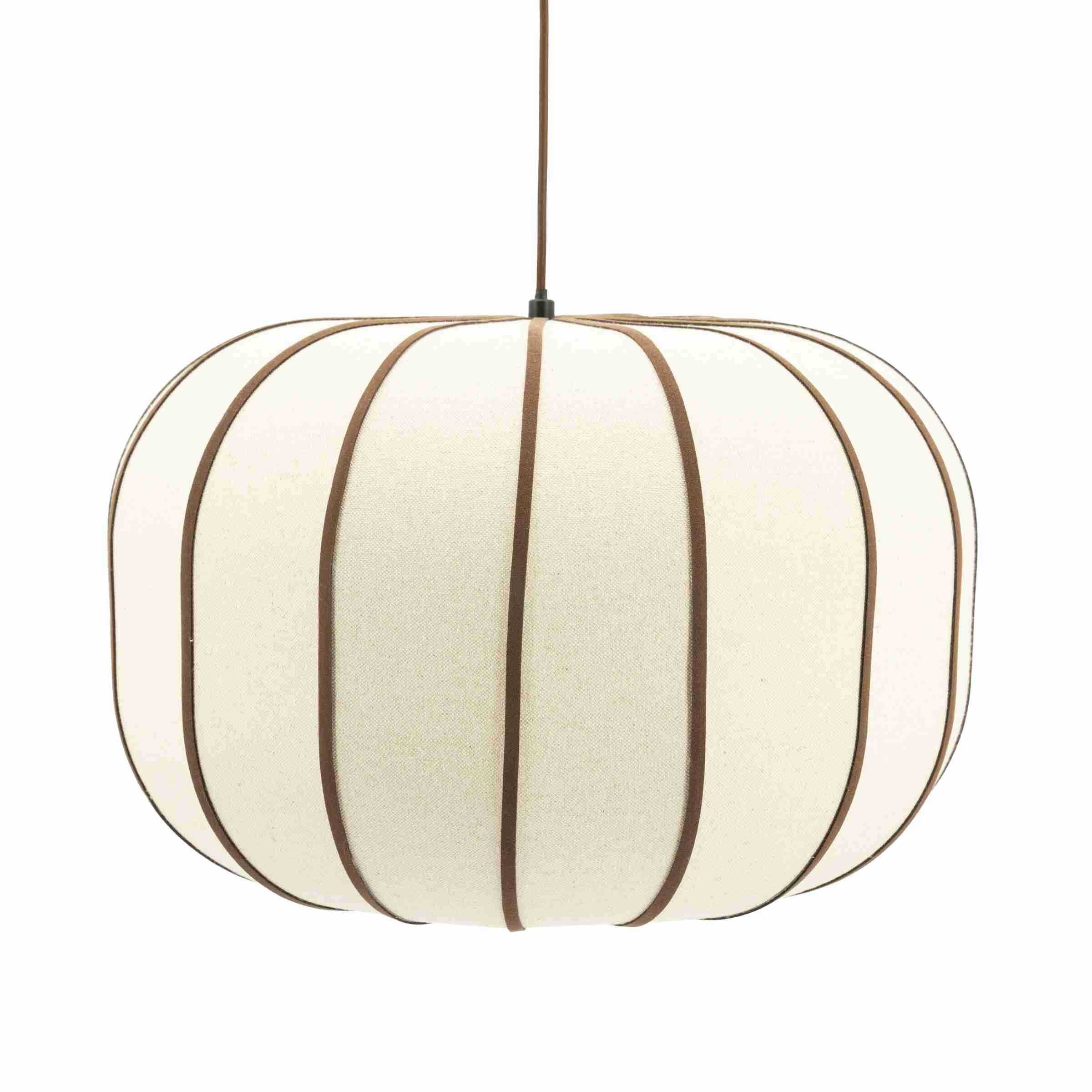 By-Boo Hanglamp Cocoon Linnen en leder, 50cm - Bruin