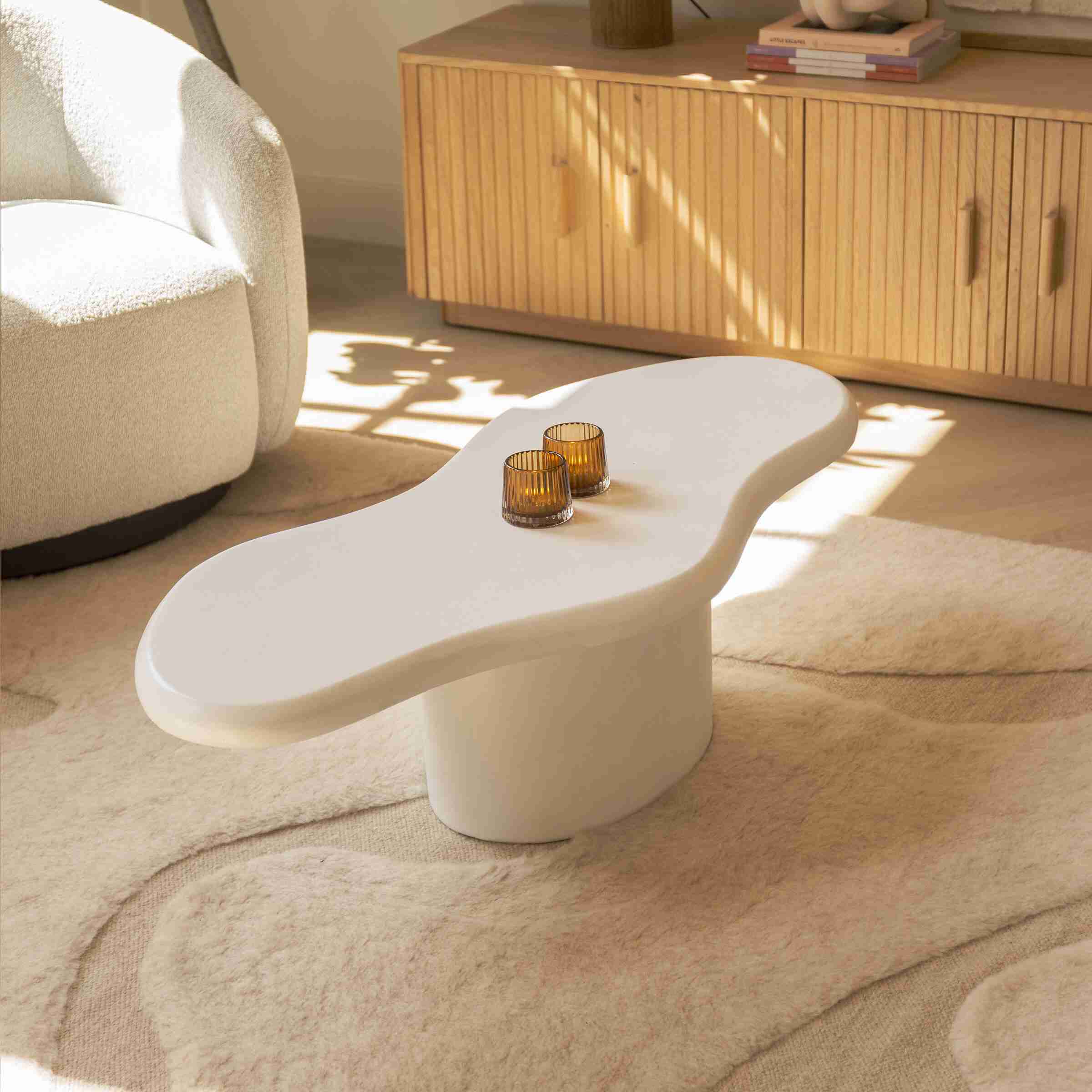 By-Boo Organische Salontafel Seki - Wit - Japandi