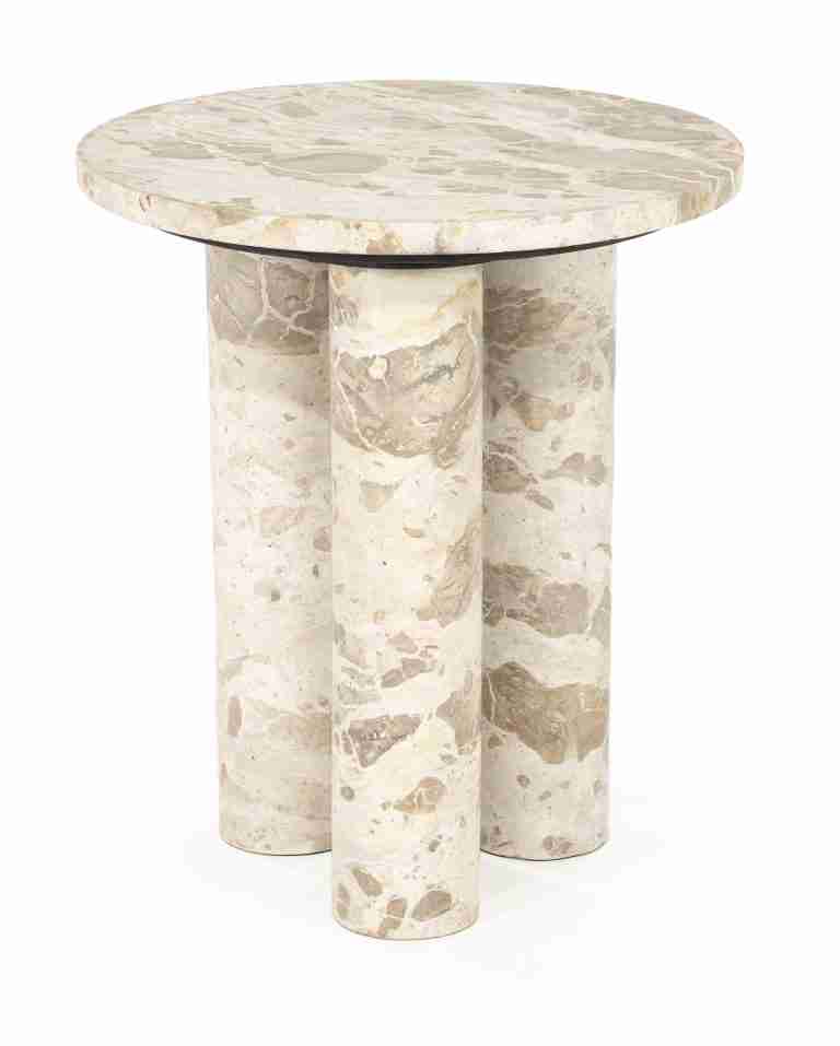 By-Boo Ronde Bijzettafel Marmo Marmer, 40cm - Beige