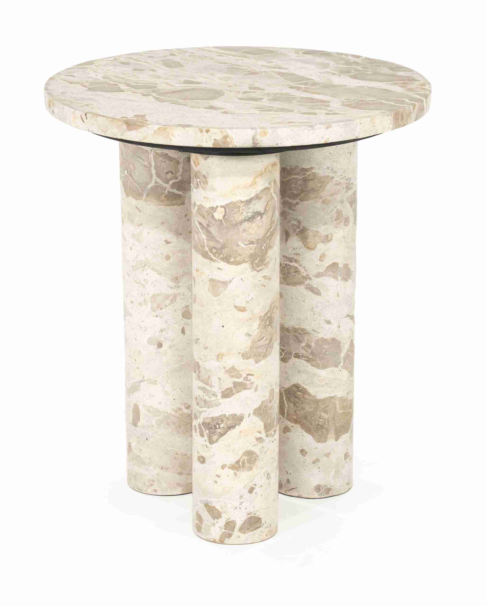 By-Boo Ronde Bijzettafel Marmo Marmer, 40cm - Beige