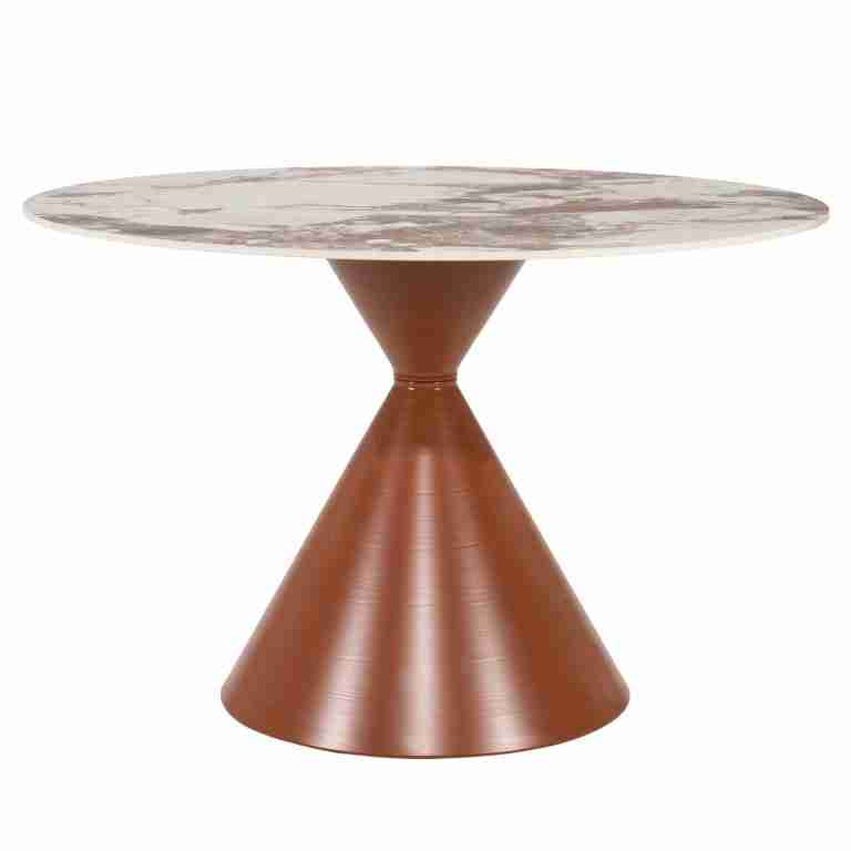 By-Boo Ronde Eettafel Roka Gesinterde steen, 120cm - Bruin