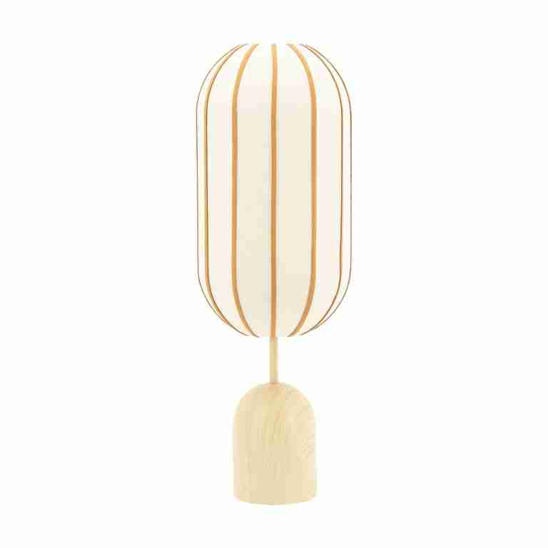 By-Boo Tafellamp Cocoon Linnen en leder, 80cm - Naturel