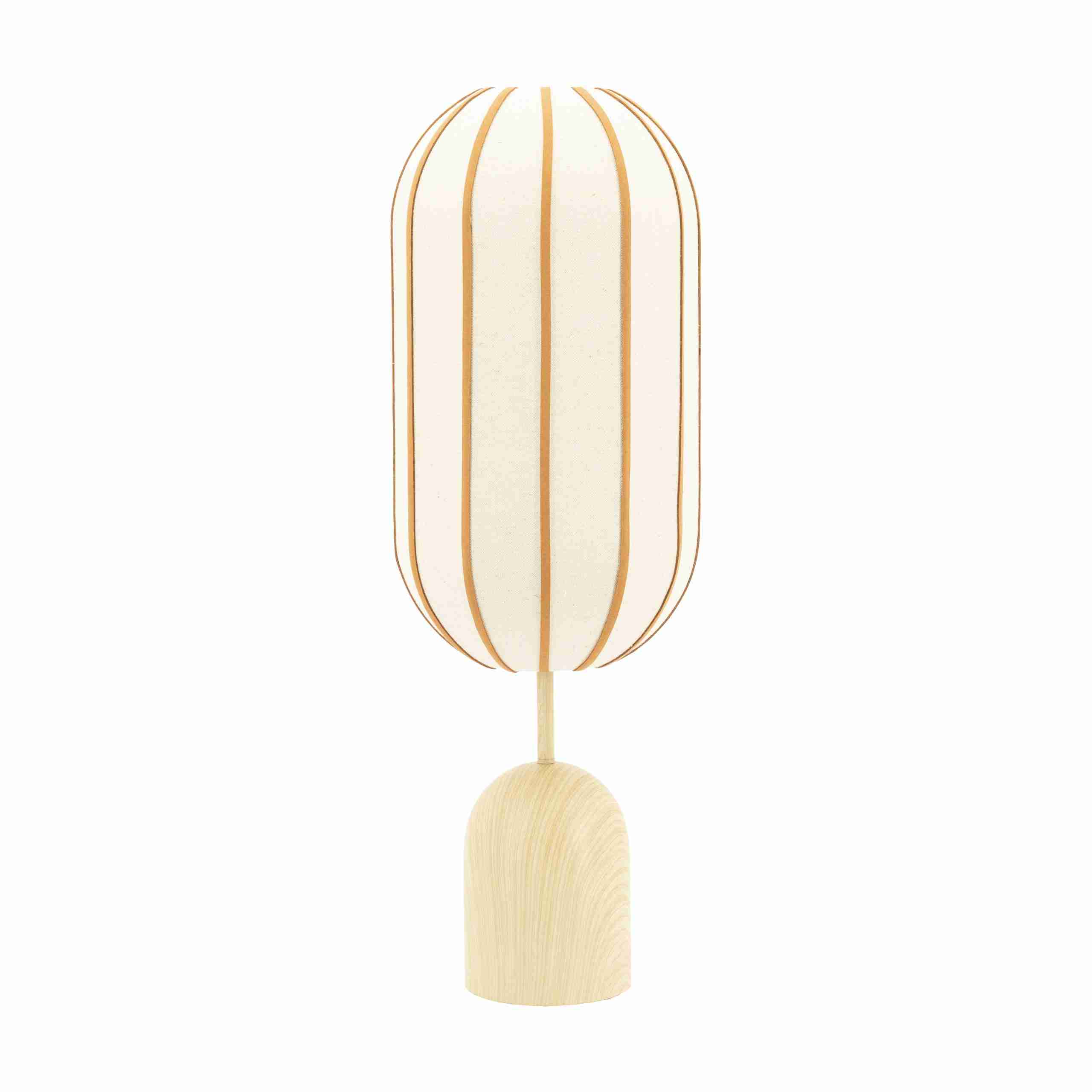 By-Boo Tafellamp Cocoon Linnen en leder, 80cm - Naturel
