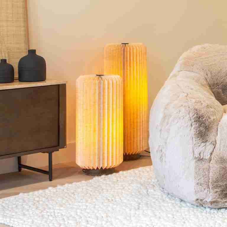 By-Boo Vloerlamp Zuki Set van 2 stuks Linnen - Naturel - Japandi