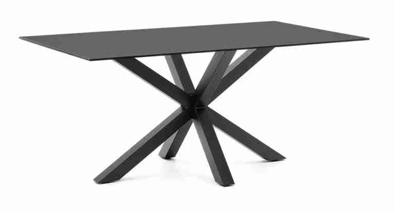 Kave Home Eettafel 'Argo' Glas, 160 x 90cm, kleur Zwart