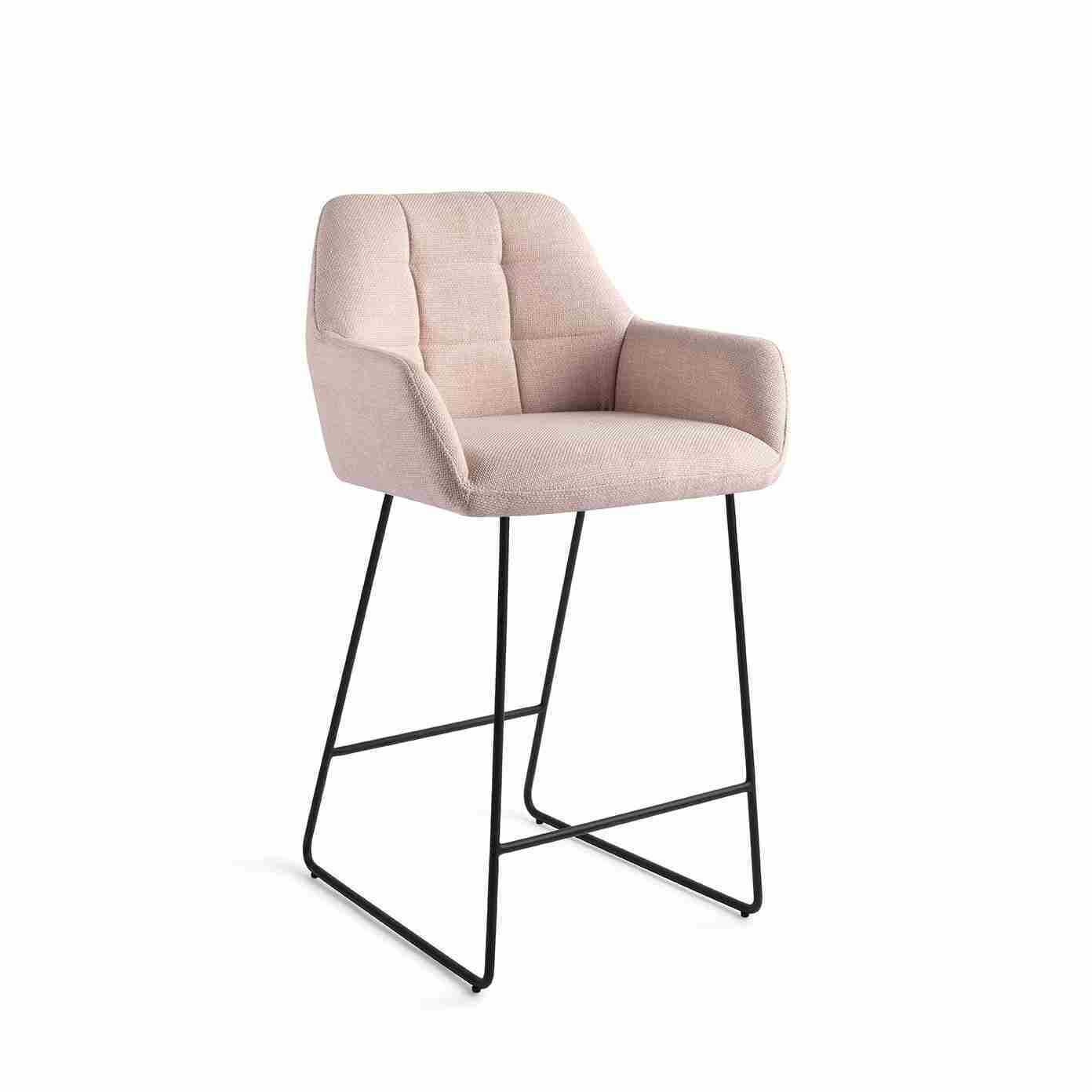 Jesper Home Barkruk 'Noto' Slide Black, kleur Petal Pink (zithoogte 65cm)