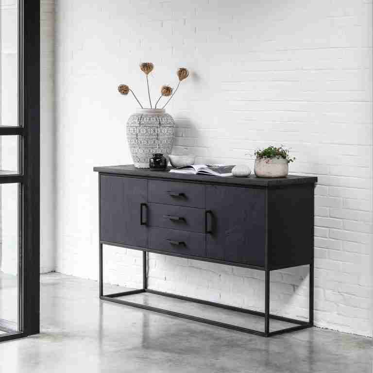 DTP Home Dressoir Beam Teakhout, 158cm - Zwart