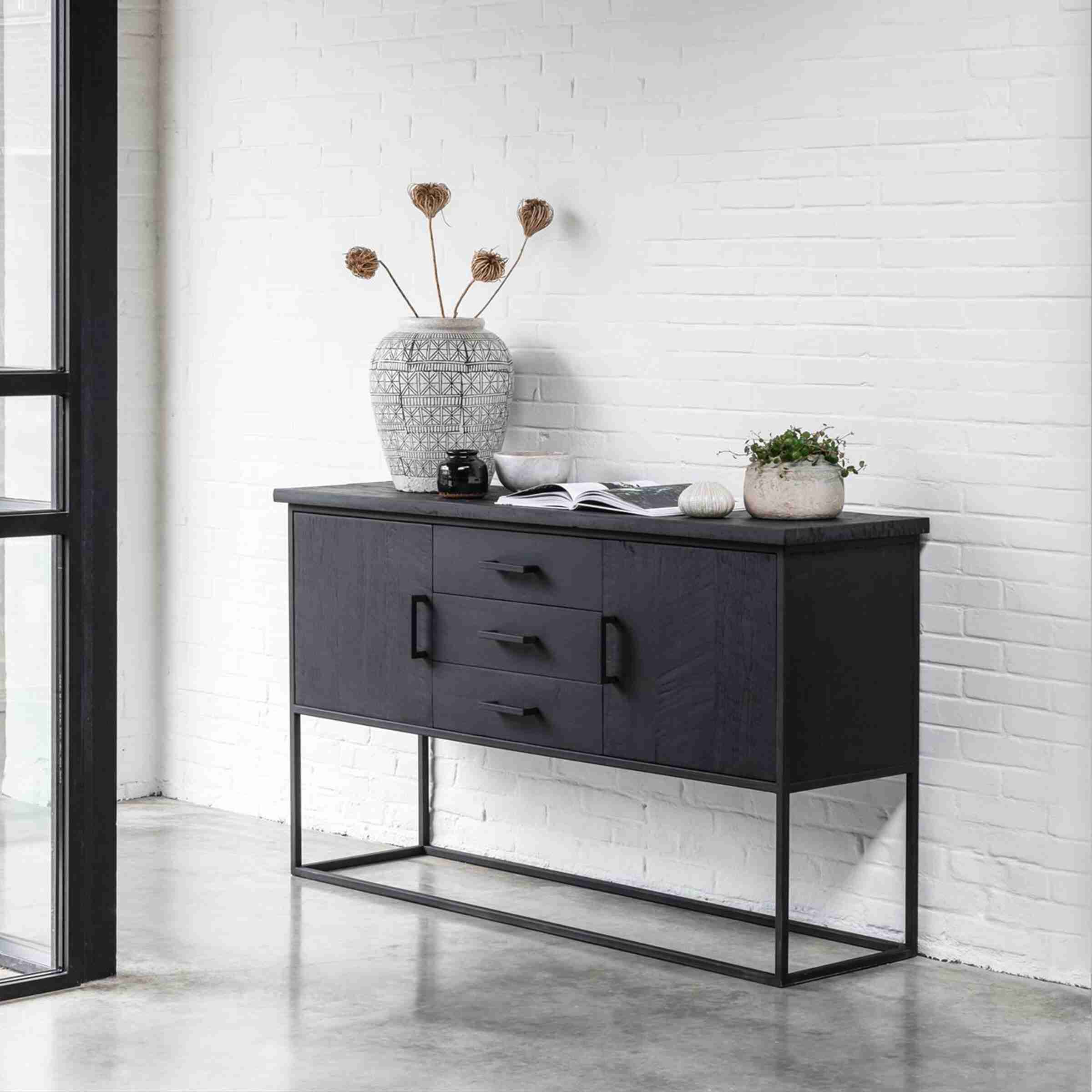 DTP Home Dressoir Beam Teakhout, 158cm - Zwart