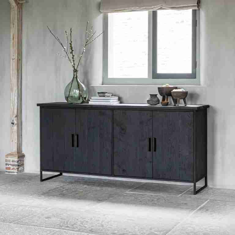 DTP Home Dressoir Beam Teakhout, 190cm - Zwart