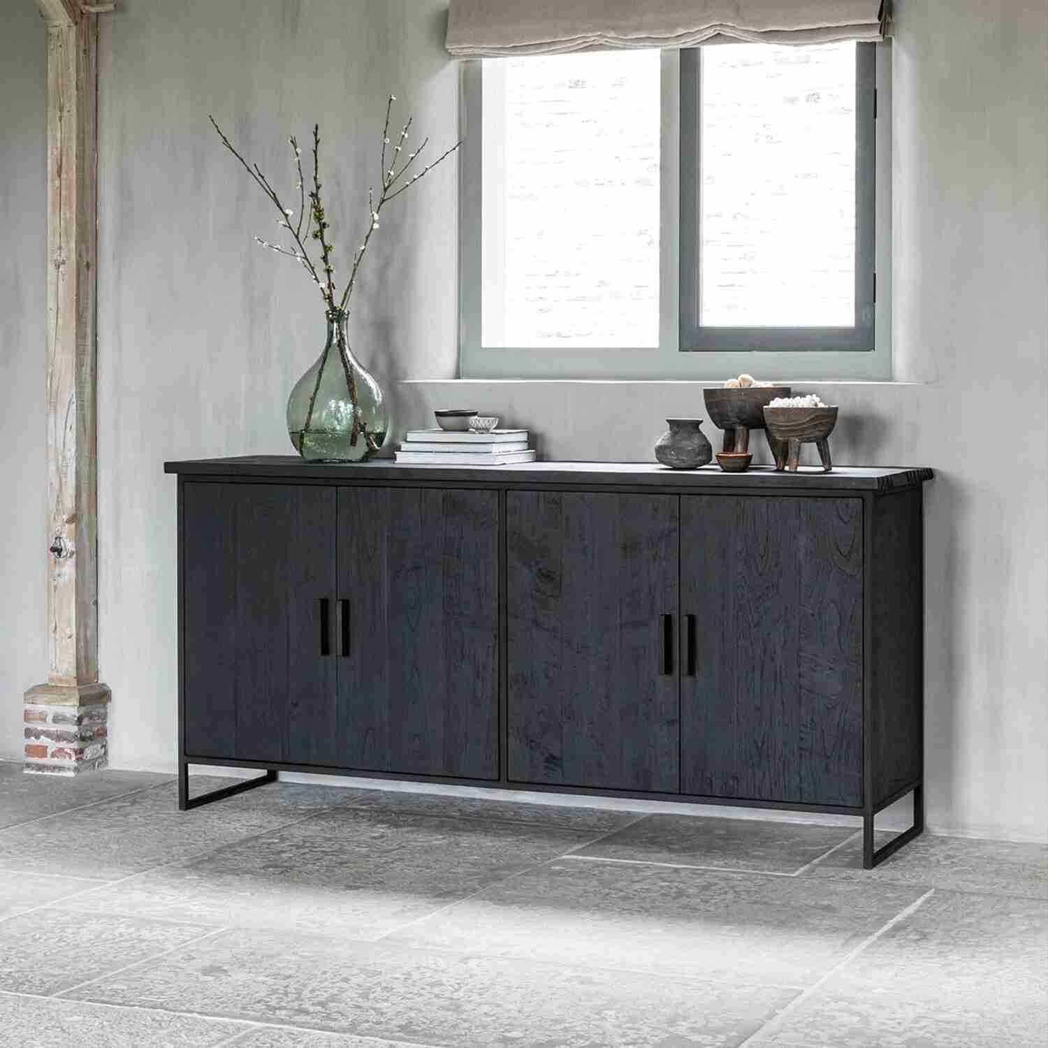 DTP Home Dressoir Beam Teakhout, 190cm - Zwart