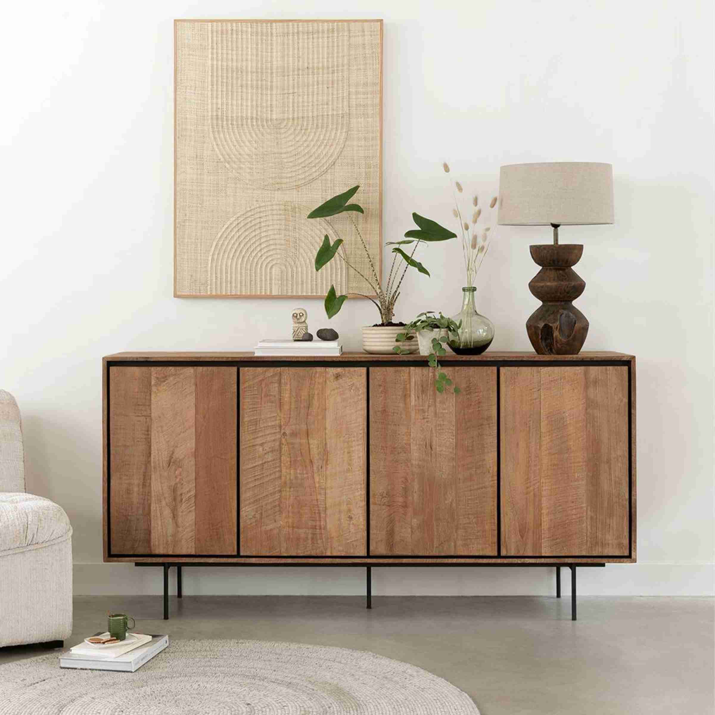 DTP Home Dressoir Metropole Teakhout, 180cm - Bruin, Zwart