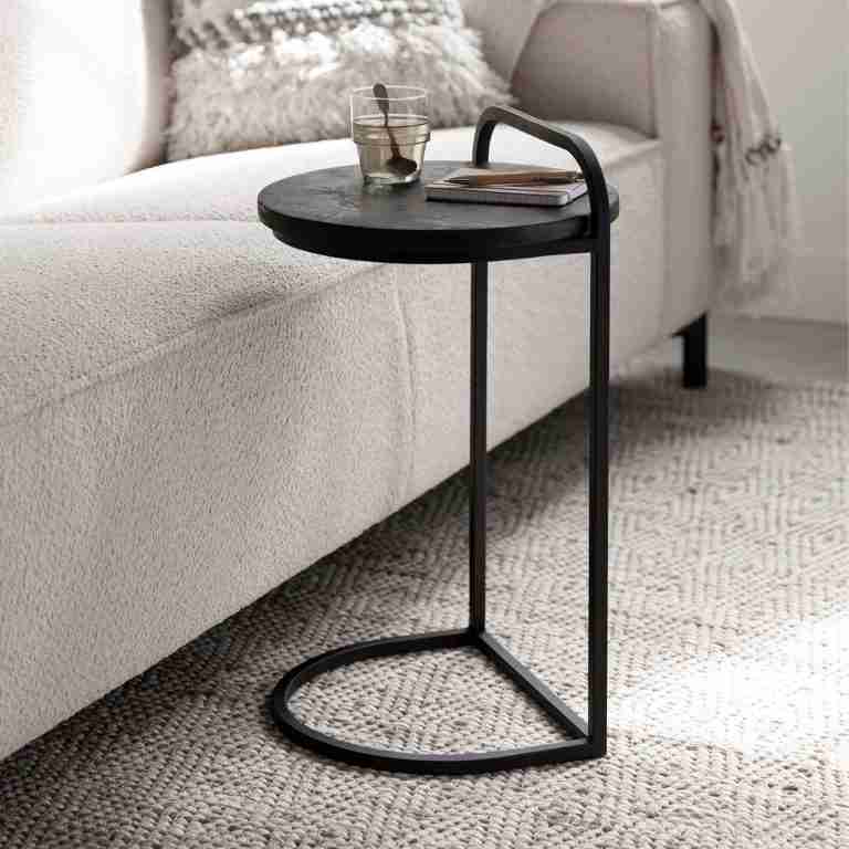 DTP Home Laptoptafel Soho Betonlook, 35cm - Zwart - Rond