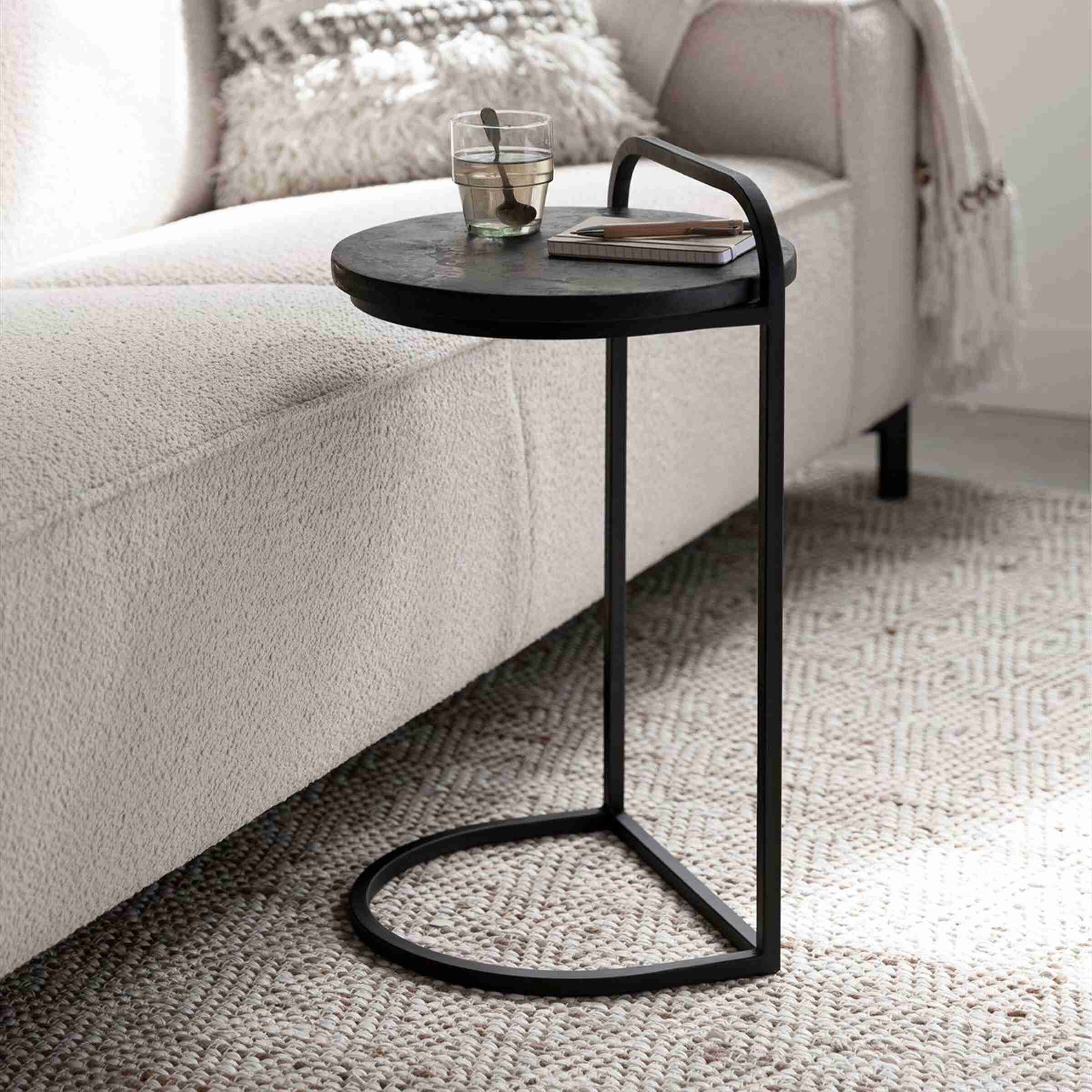 DTP Home Laptoptafel Soho Betonlook, 35cm - Zwart - Rond