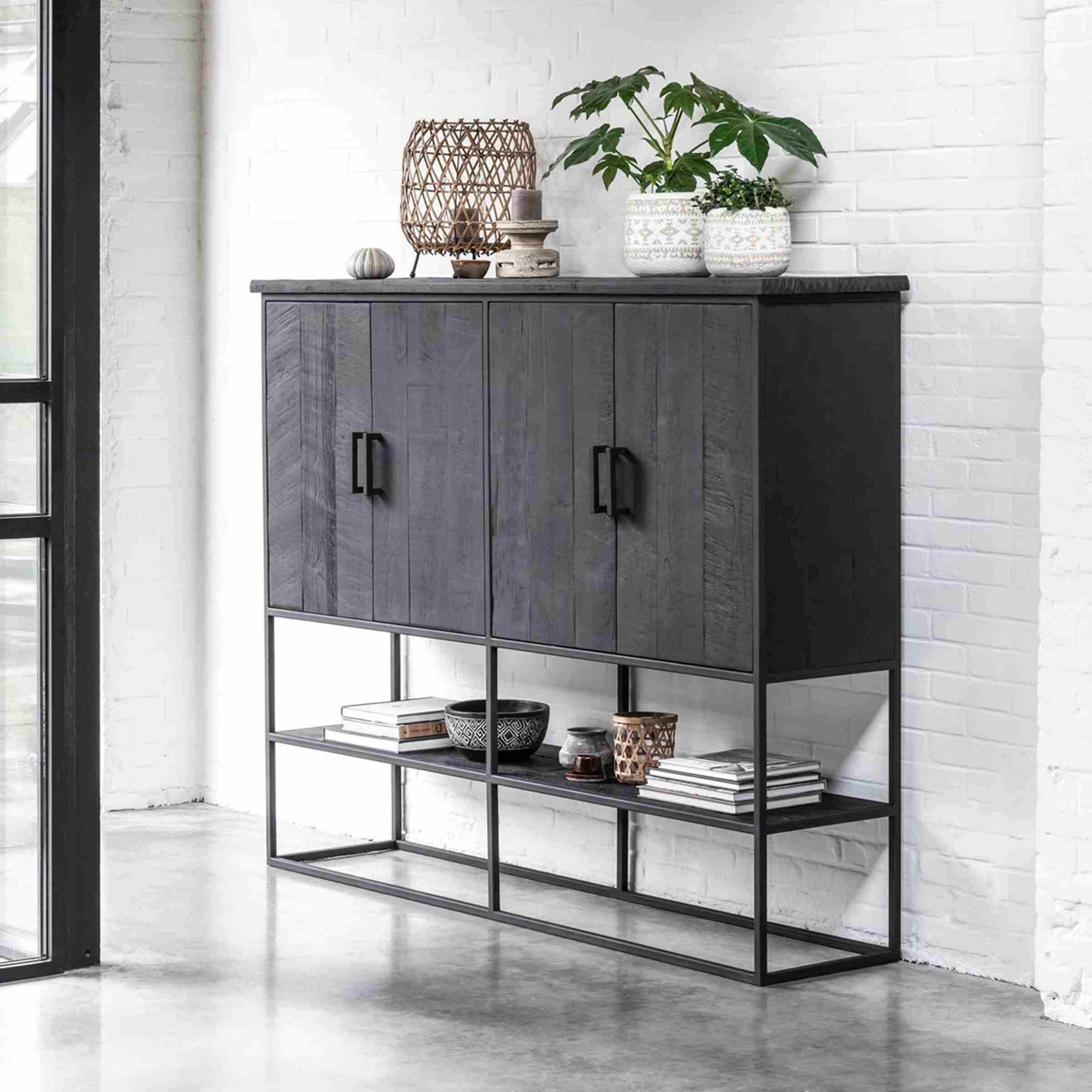 DTP Home Opbergkast Beam Teakhout, 180 x 140cm - Zwart
