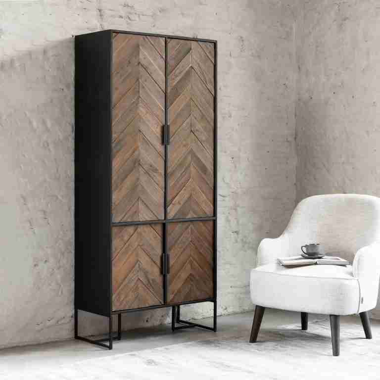 DTP Home Opbergkast Criss Cross Hout en staal, 185 x 80cm - Naturel