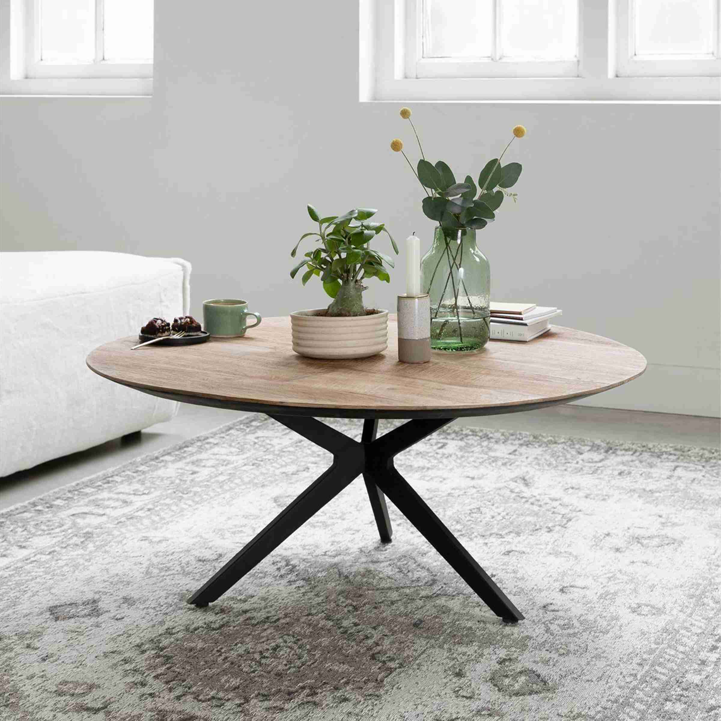 DTP Home Ronde Salontafel Metropole Teakhout, 90cm - Naturel