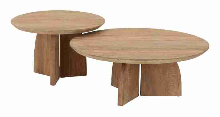DTP Home Ronde Salontafel Nova Teakhout, Set van 2 stuks - NATUREL