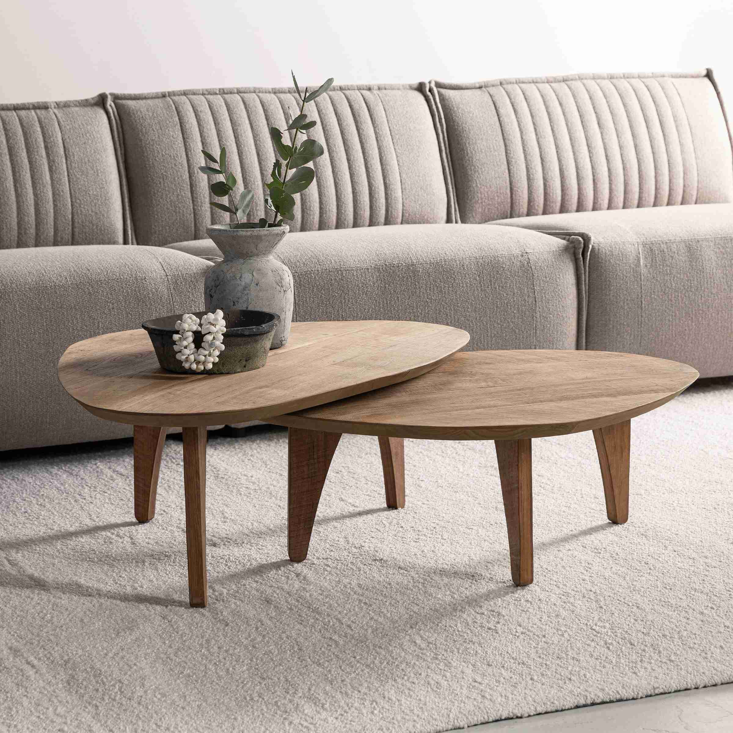 DTP Home Salontafel Bliss Teakhout,100 x 70cm - Bruin - Organisch