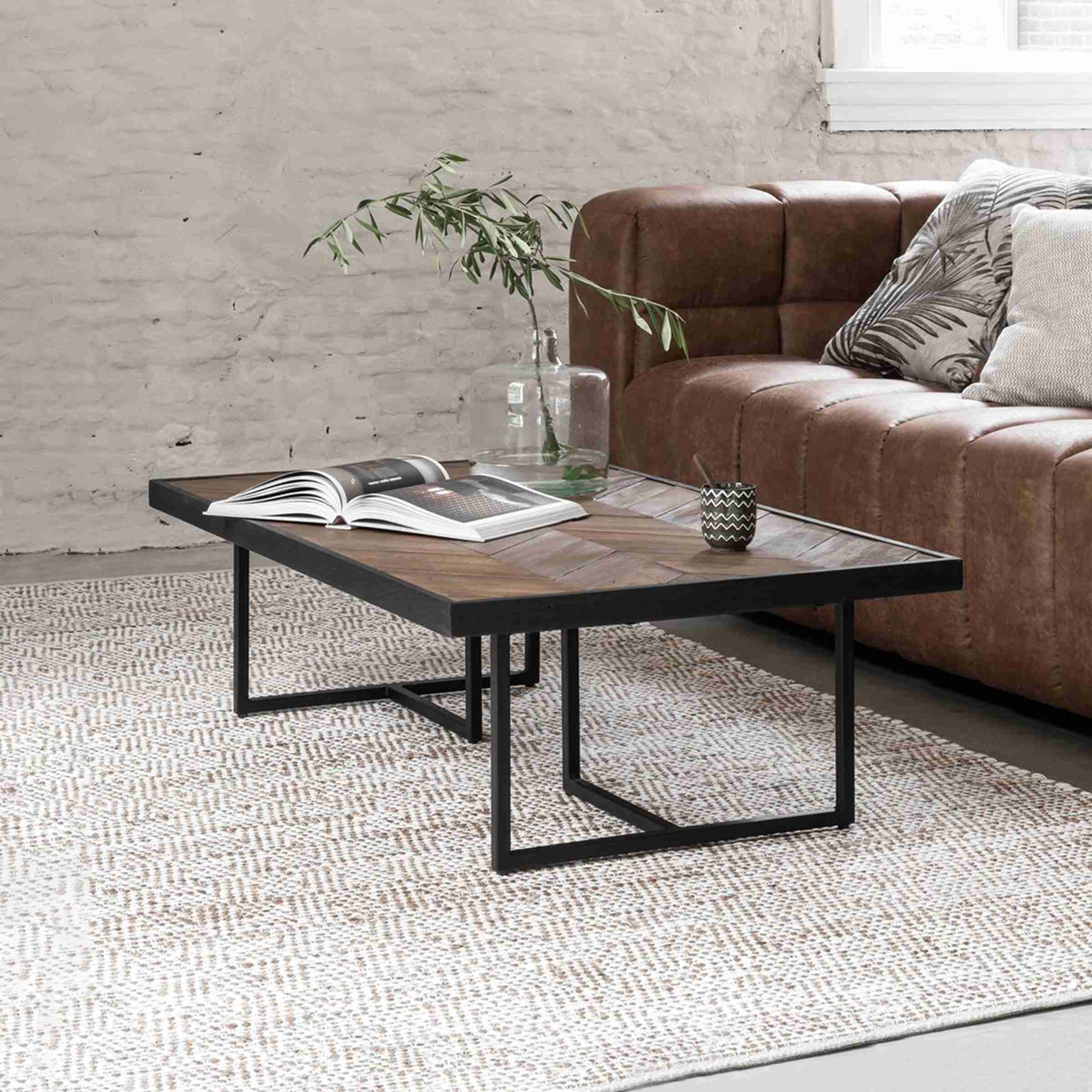 DTP Home Salontafel Criss Cross Hout en staal, 120 x 70cm - Naturel - Japandi