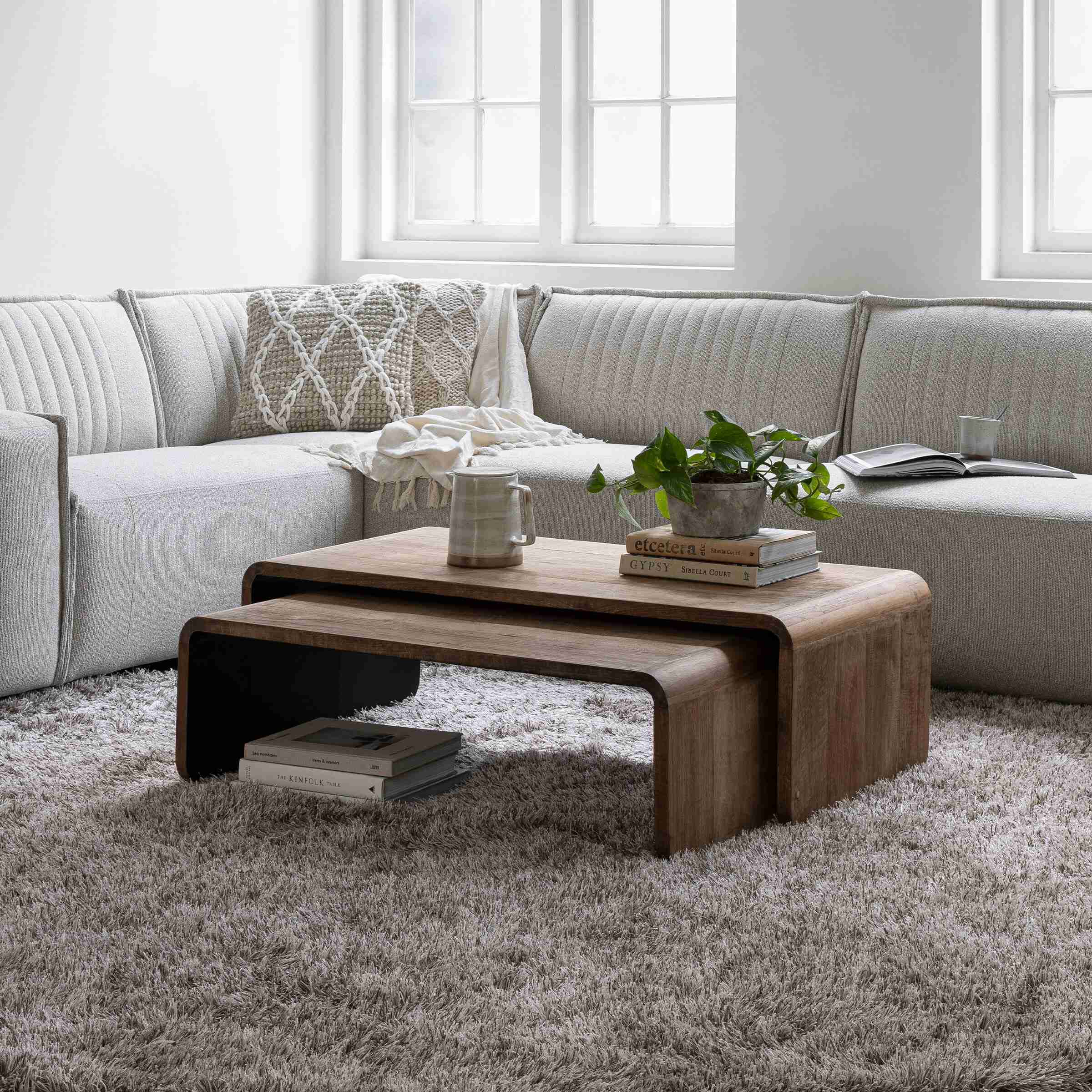 DTP Home Salontafel Evo Teakhout, Set van 2 stuks - Bruin