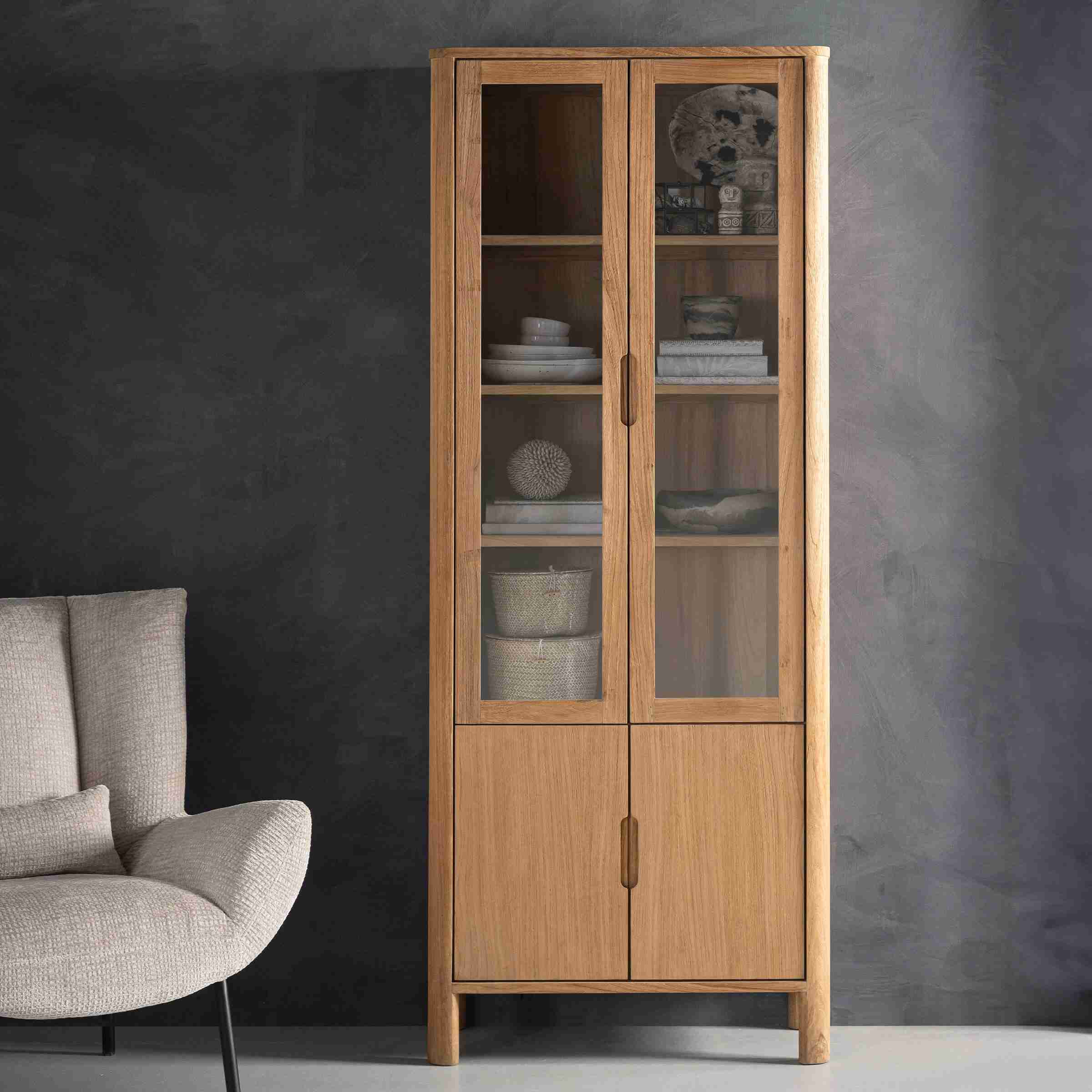 DTP Home Vitrinekast Forte Teakhout, 210 x 80cm - Bruin