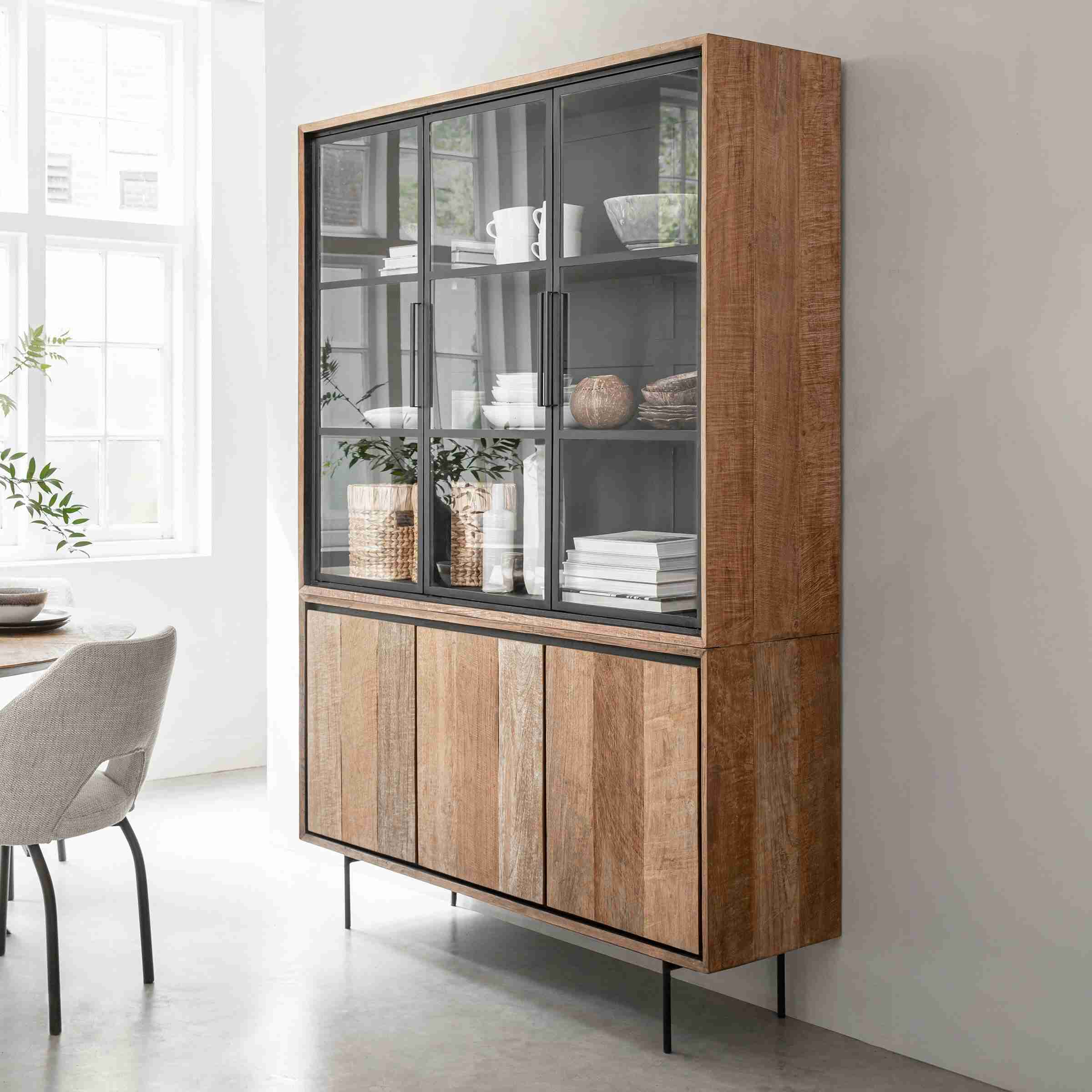 DTP Home Vitrinekast Metropole Teakhout, 210 x 140cm - Naturel