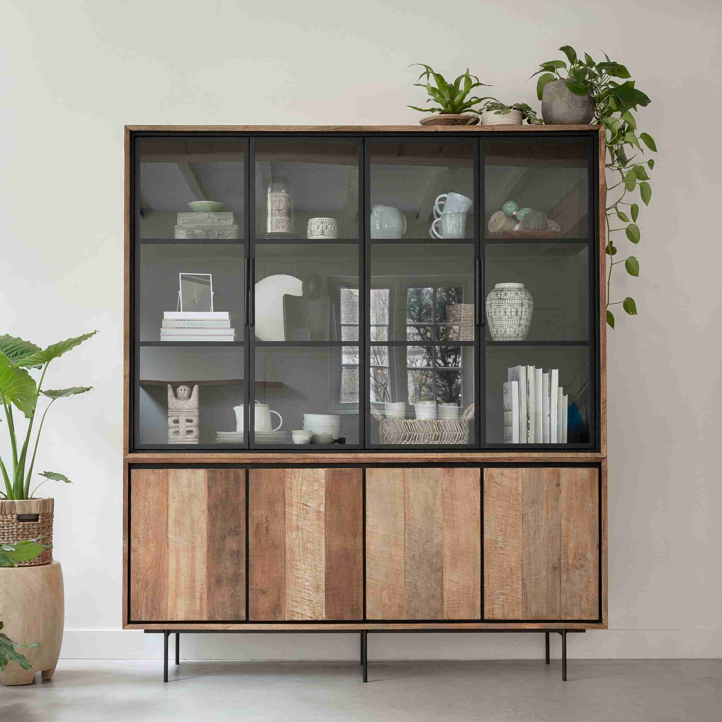 DTP Home Vitrinekast Metropole Teakhout, 210 x 180cm - Naturel