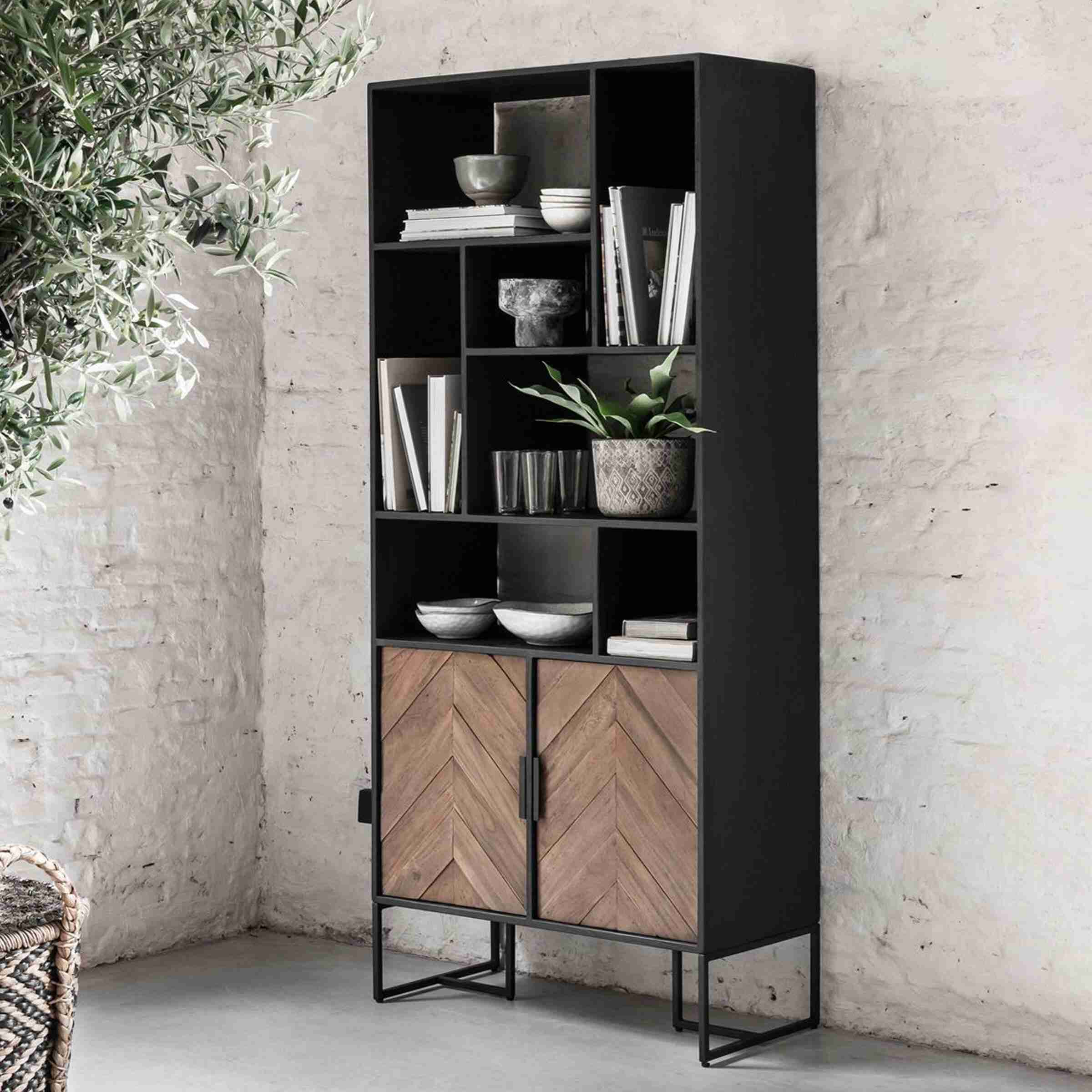 DTP Home Wandkast Criss Cross Hout en staal, 185 x 80cm - Naturel