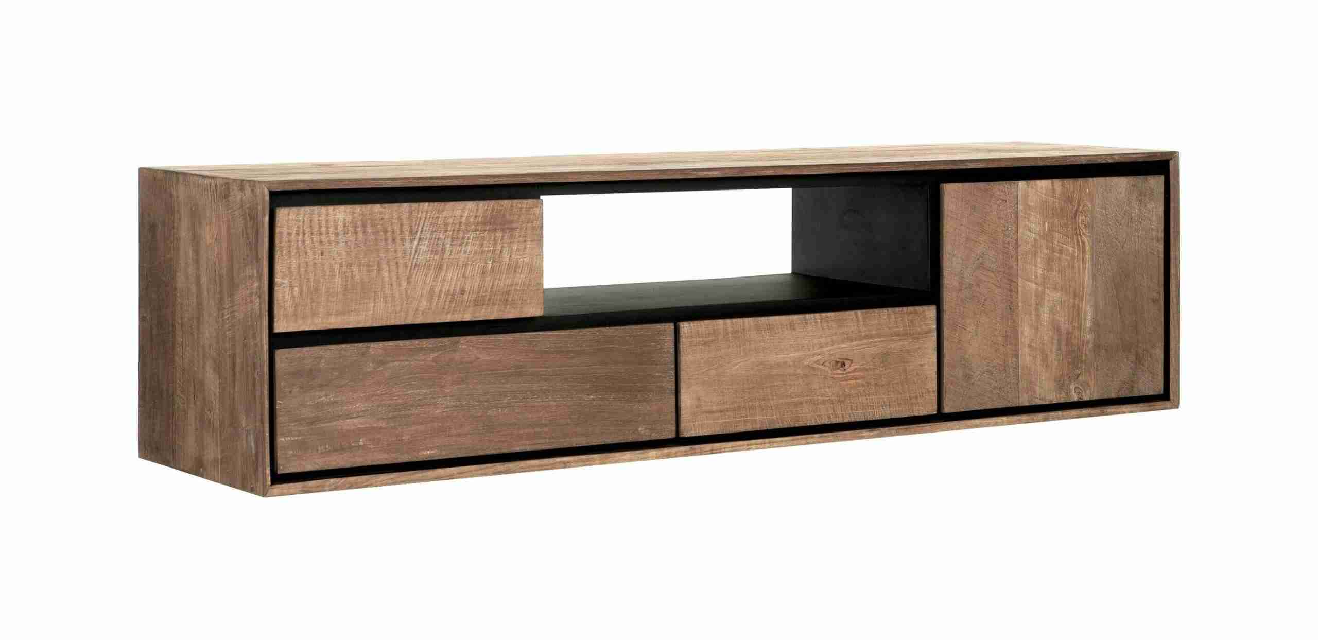 DTP Home Zwevend TV-meubel Metropole Teakhout, 155cm - Naturel