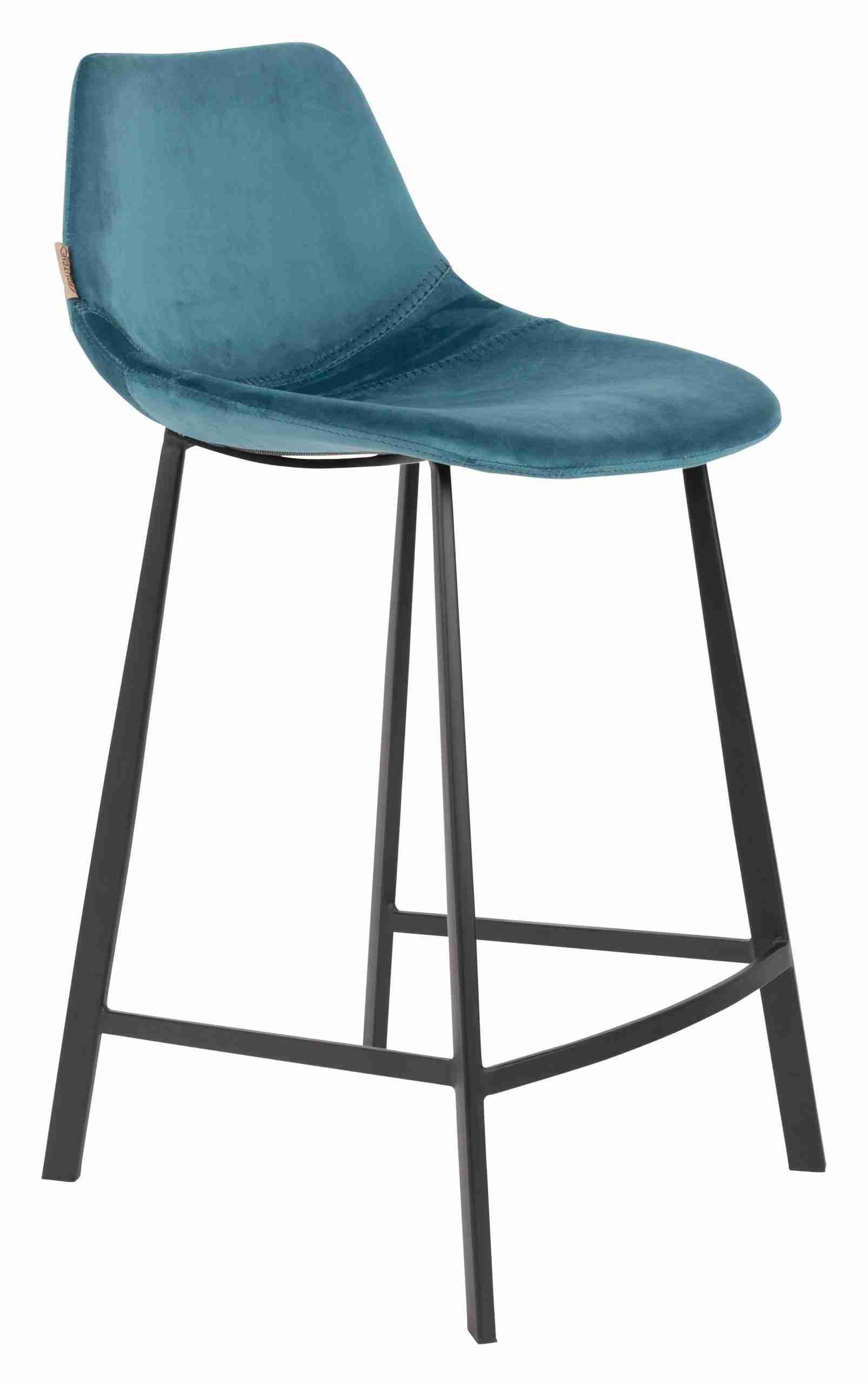 Dutchbone Barkruk Franky Velvet (zithoogte 65cm) - Petrol