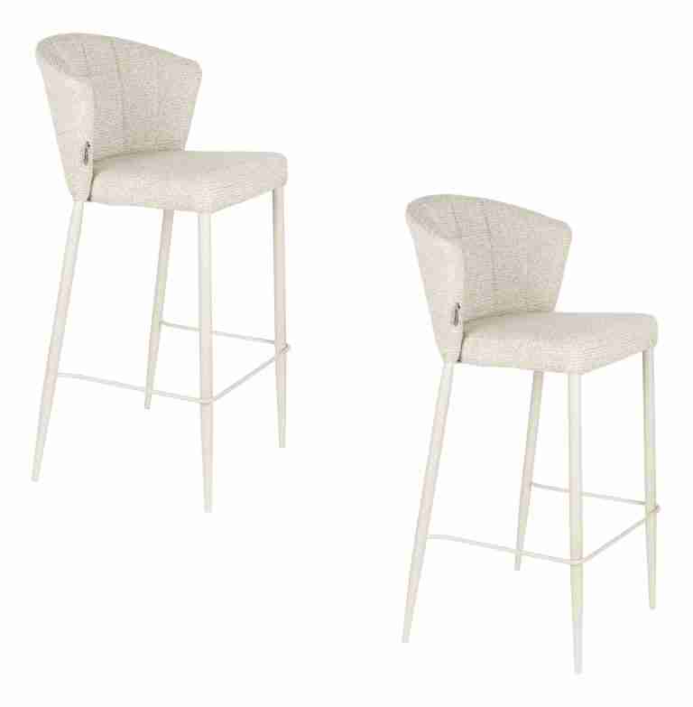 Dutchbone Barkruk Georgia Chenille - Beige (zithoogte 75cm)