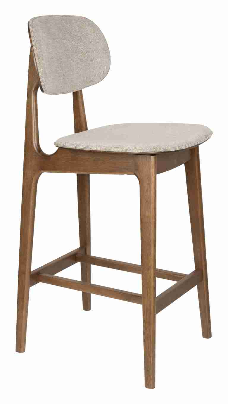 Dutchbone Barstoel Marais Geweven stof en hout - Beige (zithoogte 68cm)