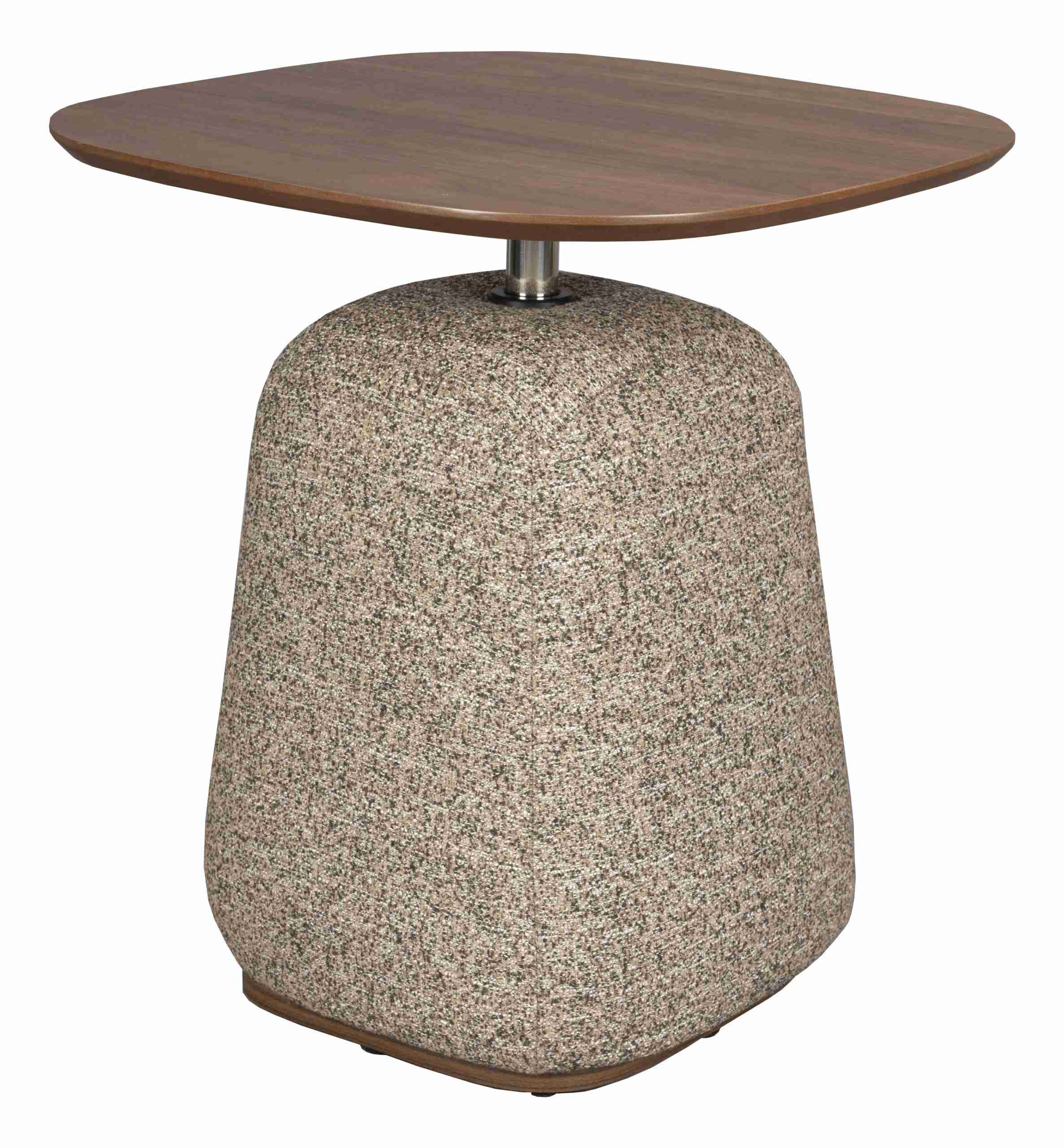 Dutchbone Bijzettafel Shelly Gem√™leerde stof en walnootlook, 48 x 48cm - Cinnamon