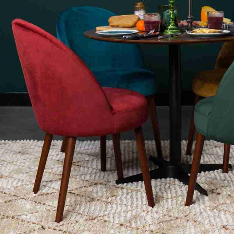 Dutchbone Eetkamerstoel Barbara Velvet - Rood