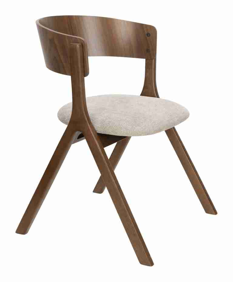 Dutchbone Eetkamerstoel Bresso Geweven stof en hout - Beige