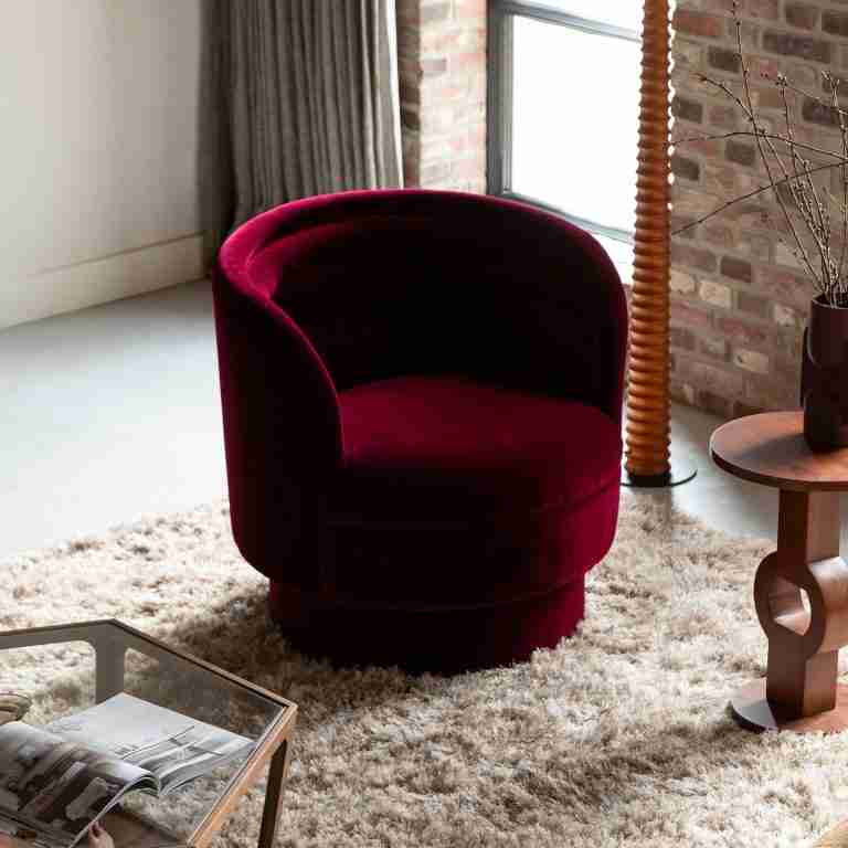 Dutchbone Fauteuil Dorothy Velvet - Rood