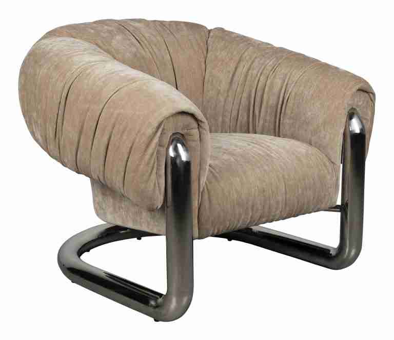 Dutchbone Fauteuil Marly Velvet en chroom - Beige