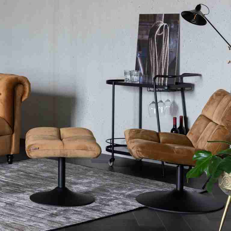 Dutchbone Hocker Bar Velvet - Goud