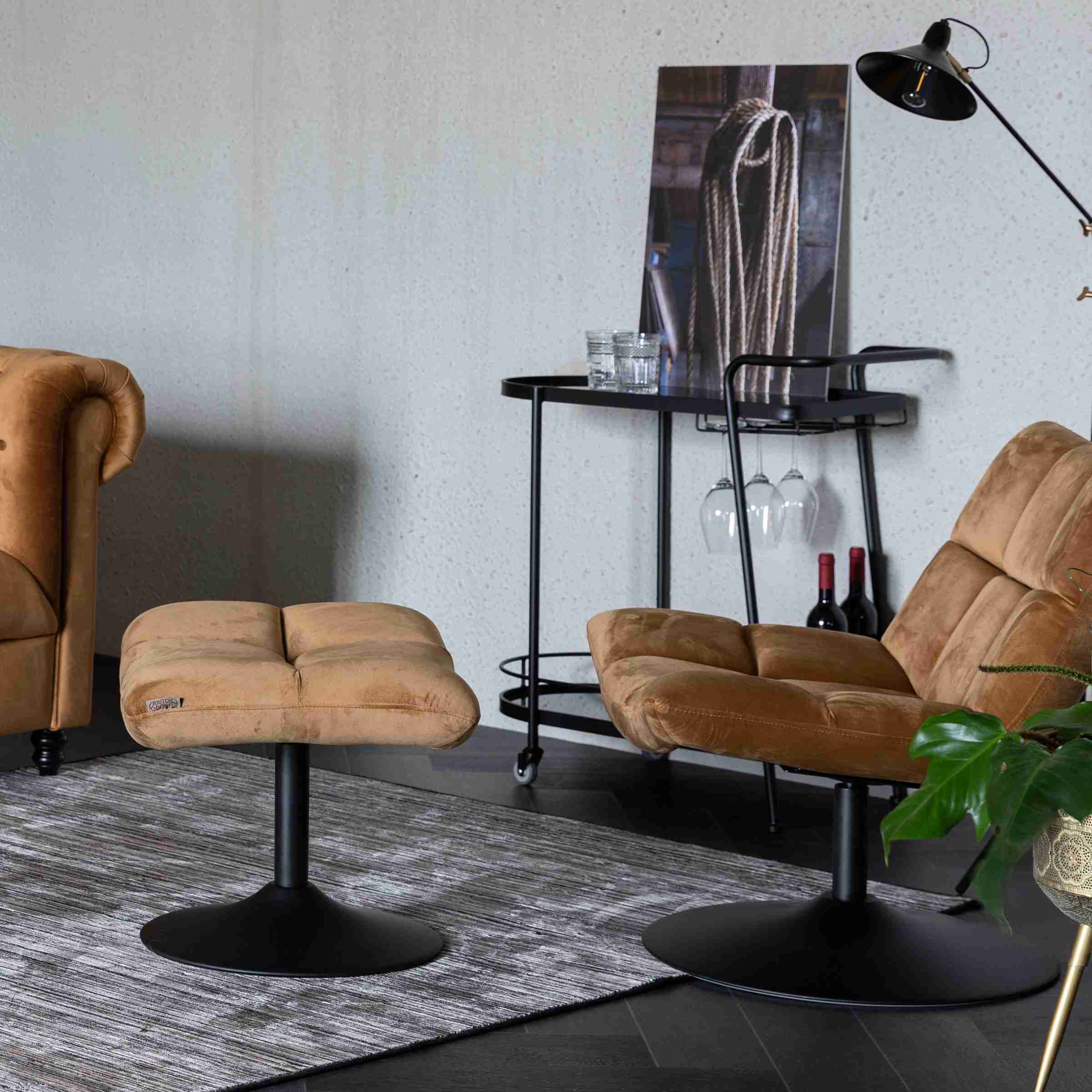 Dutchbone Hocker Bar Velvet - Goud