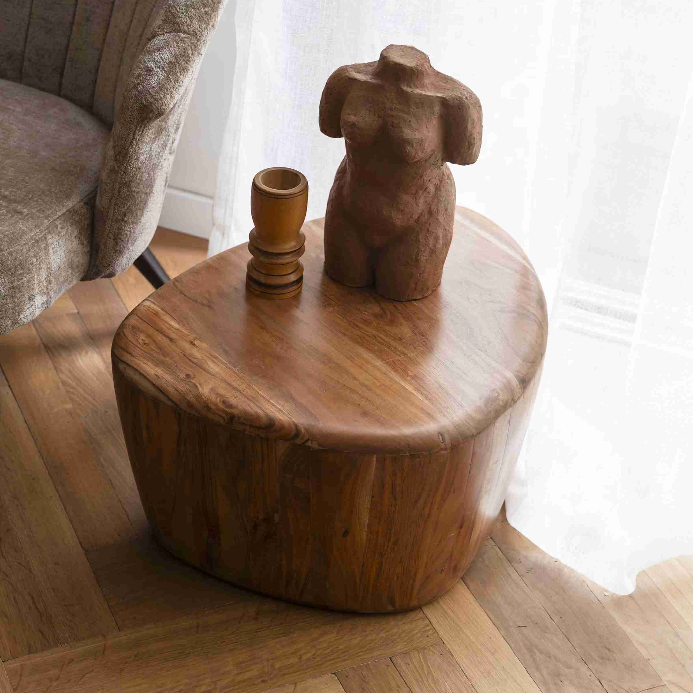 Dutchbone Organische Salontafel Ayla Acaciahout, 58 x 45cm - Bruin