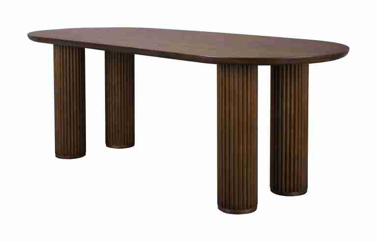 Dutchbone Ovale Eettafel Dean Walnootlook, 220 x 90cm - Bruin - Ovaal