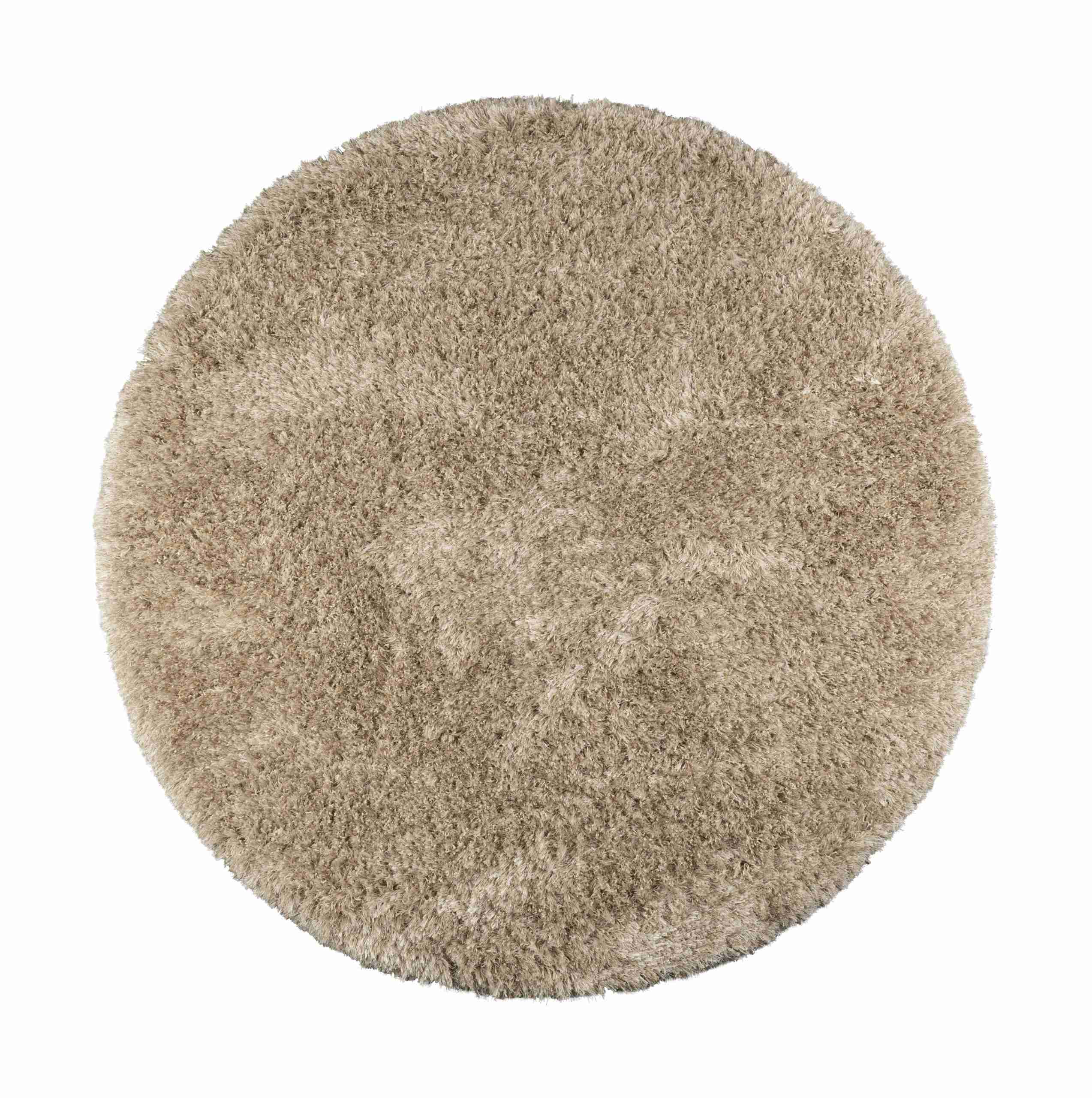 Dutchbone Rond Vloerkleed Hairy Wolmix, √ò200cm - Zand