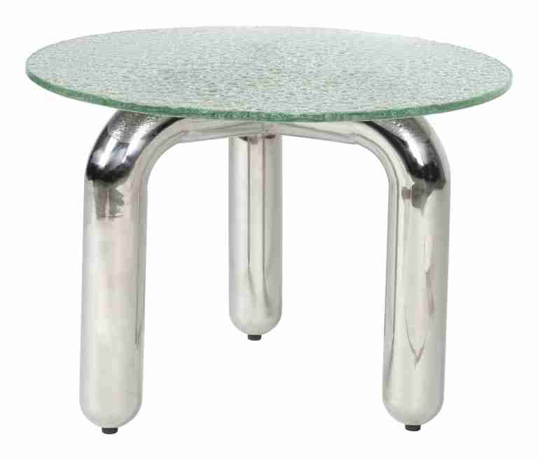 Dutchbone Ronde Bijzettafel Marly Glas en chroom, 60cm - Transparant