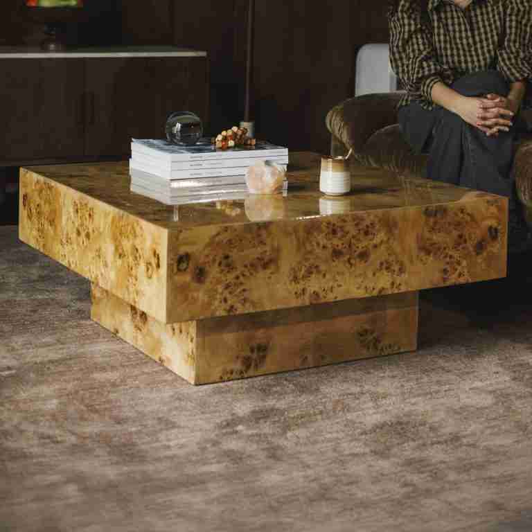 Dutchbone Salontafel Quinn Eucalyptushout, 90 x 90cm - Bruin - Vierkant