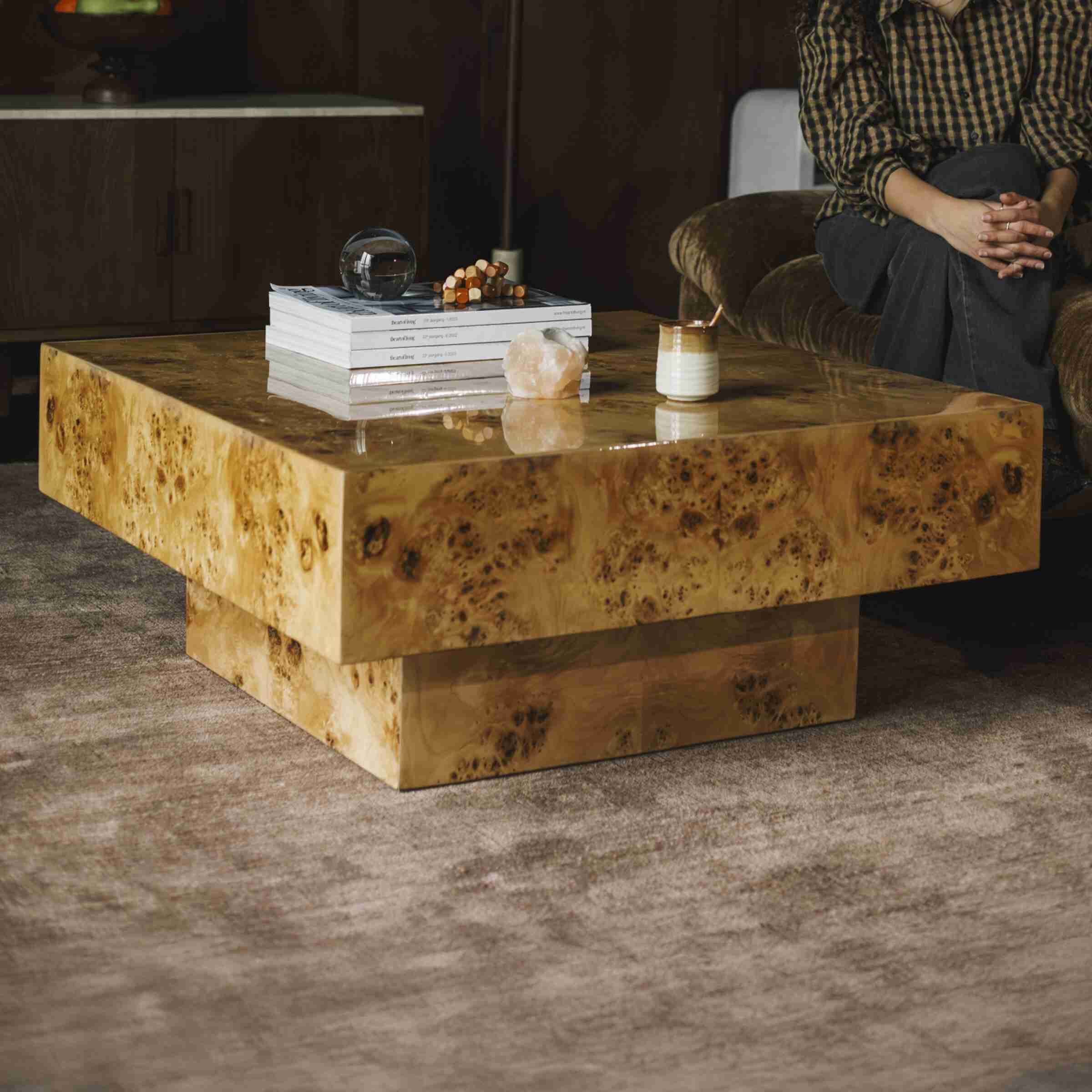 Dutchbone Salontafel Quinn Eucalyptushout, 90 x 90cm - Bruin - Vierkant
