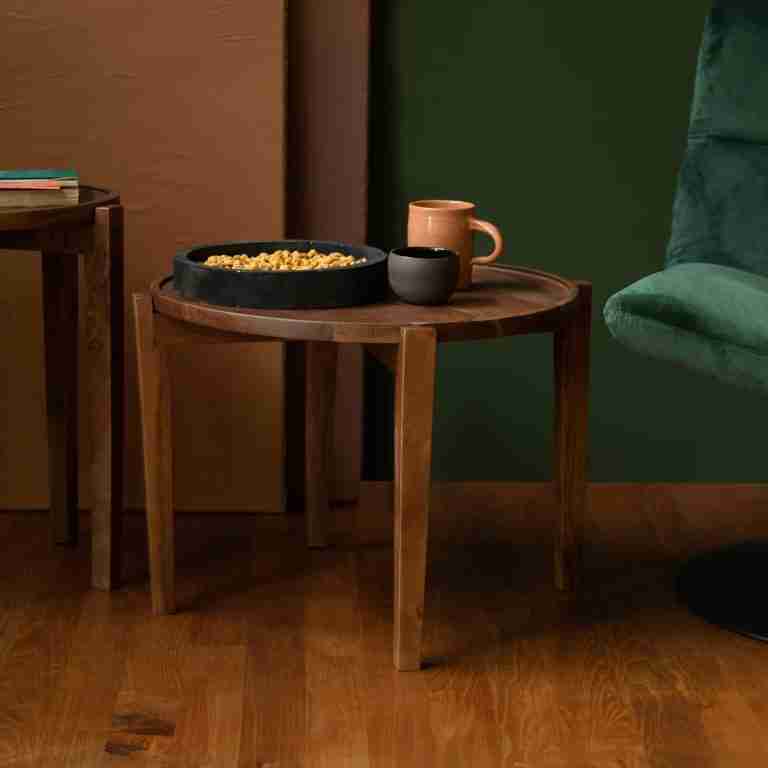 Dutchbone Salontafel Shane Acaciahout, 59cm - Bruin - Rond