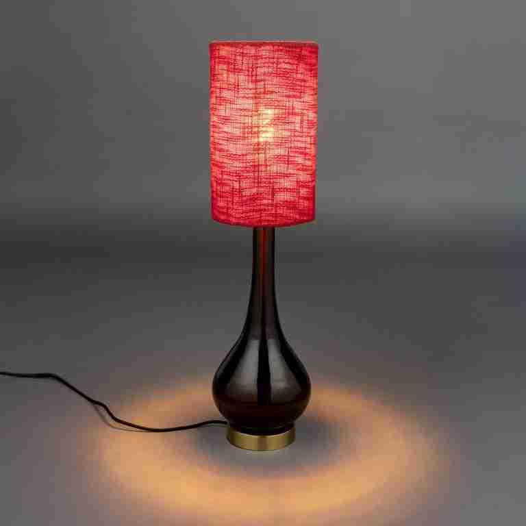 Dutchbone Tafellamp Jules Geweven stof en glas - Rood