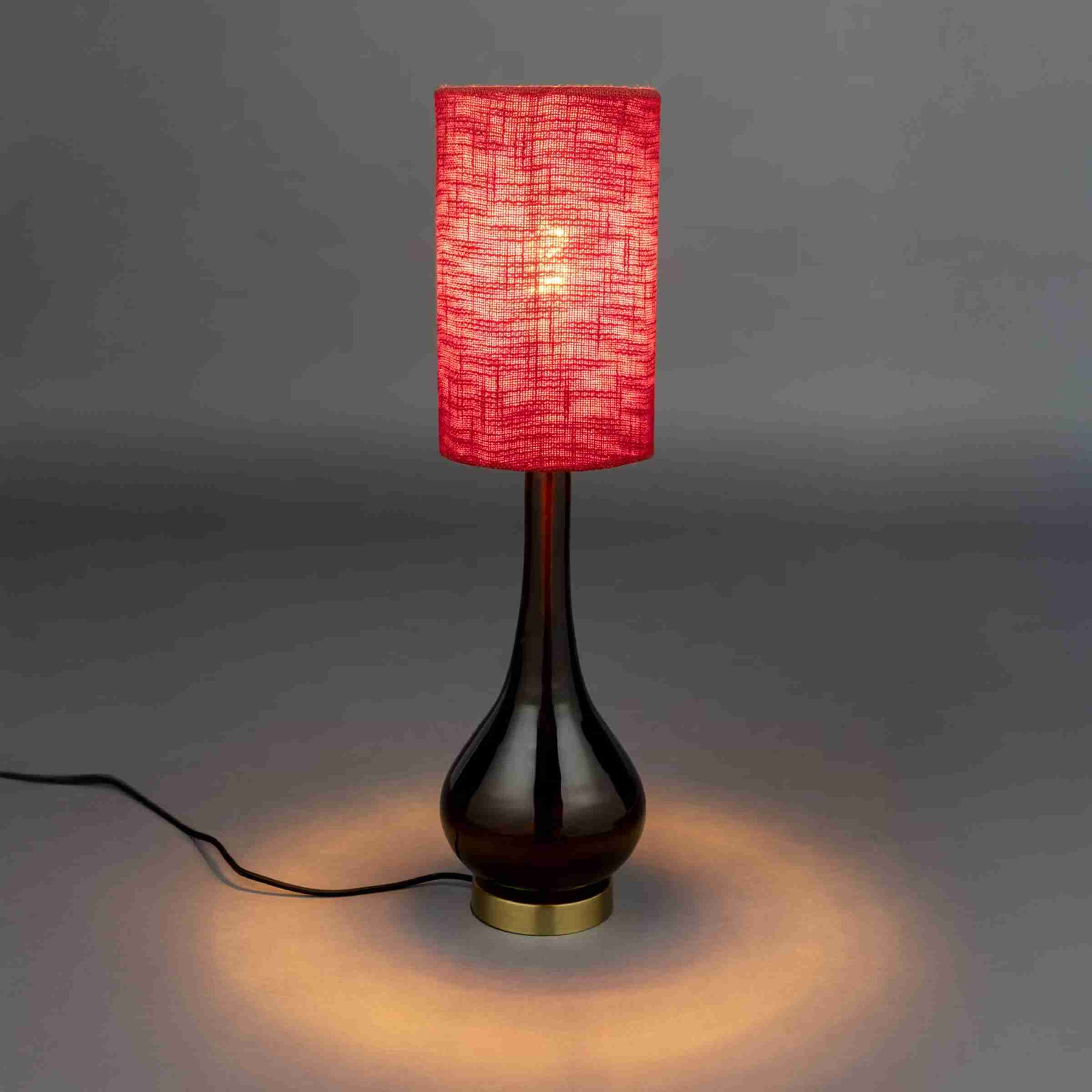 Dutchbone Tafellamp Jules Geweven stof en glas - Rood