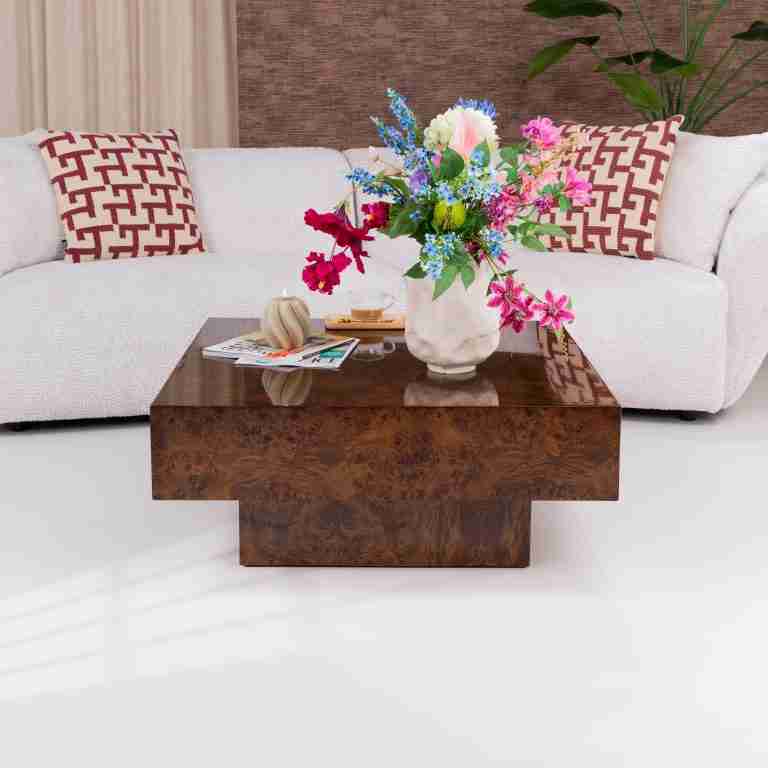 Dutchbone Vierkante Salontafel Quinn 90 x 90cm - Walnoot